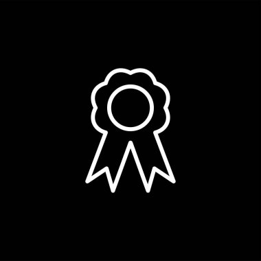 Siyah arka planda rozet çizgisi simgesi. Siyah Düz Stil Vektör İllüstrasyon