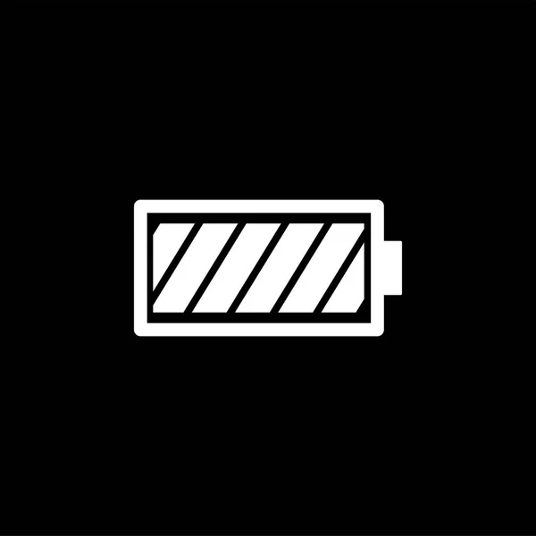 黒の背景にバッテリーアイコン。ブラック フラット スタイル ベクトル イラスト — ストックベクタ