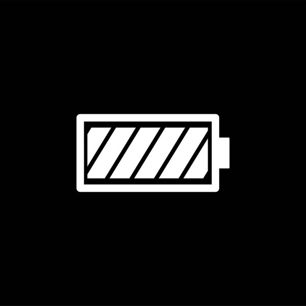 Battery Icon On Black Background. Black Flat Style Vector Illustration