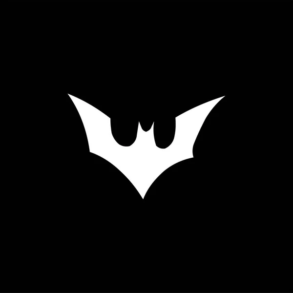 Icono de murciélago sobre fondo negro. Ilustración de vectores de estilo plano negro — Vector de stock