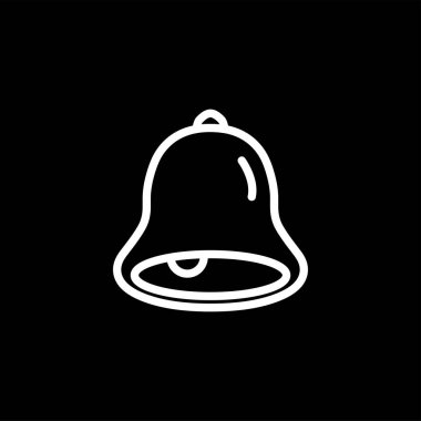 Siyah arka planda bell simgesi ayarlanır. Siyah Düz Stil Vektör İllüstrasyon