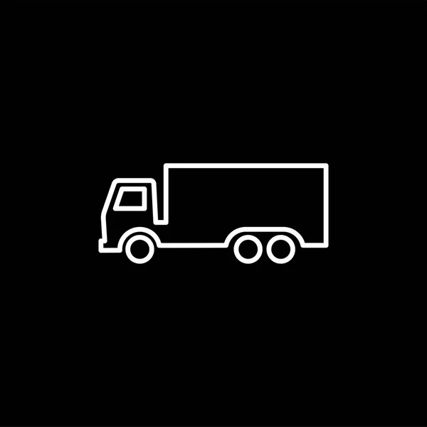 Großes LKW-Symbol auf schwarzem Hintergrund. schwarz flachen Stil Vektor Illustration — Stockvektor