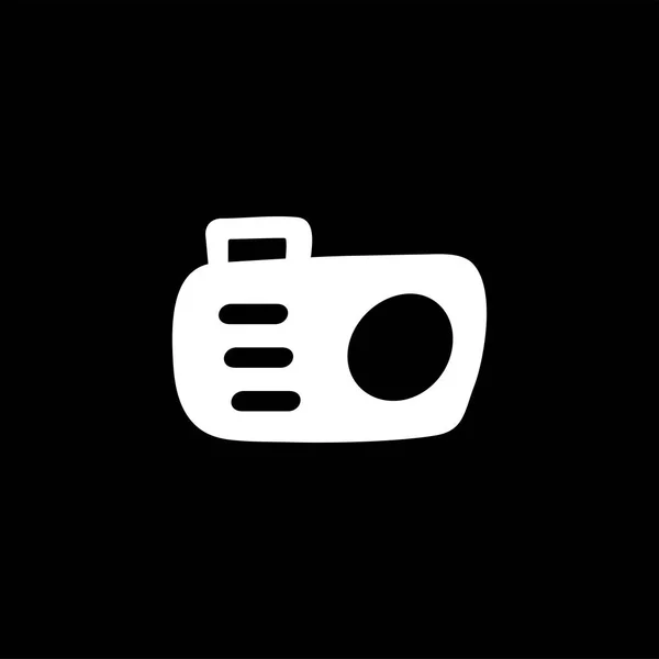 Икона камеры на черном фоне. Вектор черного плоского стиля — стоковый вектор