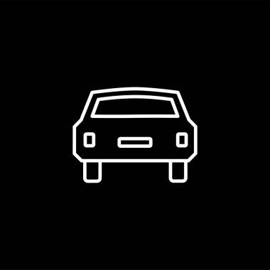 Siyah arka plan üzerinde araba çizgi simgesi. Siyah Düz Stil Vektör İllüstrasyon