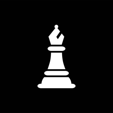 Siyah arka plan üzerinde Chess Bishop simgesi. Siyah Düz Stil Vektör İllüstrasyon