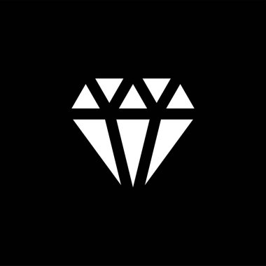 siyah arka plan üzerinde elmas simgesi. Siyah Düz Stil Vektör İllüstrasyon.