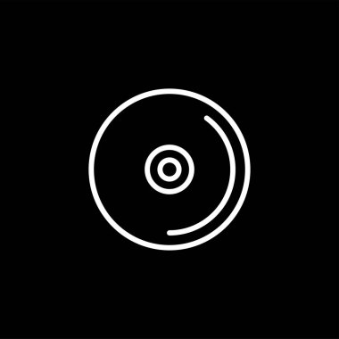 Dvd veya Cd Line Simgesi Siyah Arka Plan üzerinde. Siyah Düz Stil Vektör İllüstrasyon.