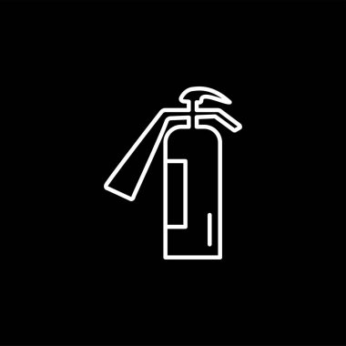 Siyah Arka Plan Üzerinde Yangın Söndürücü Satır Simgesi. Siyah Düz Stil Vektör İllüstrasyon