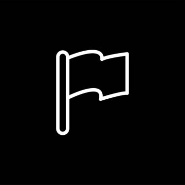 Siyah arka planda bayrak çizgisi simgesi. Siyah Düz Stil Vektör İllüstrasyon.