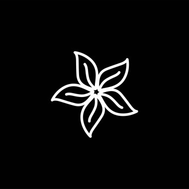 Siyah arka plan üzerinde çiçek çizgisi simgesi. Siyah Düz Stil Vektör İllüstrasyon.