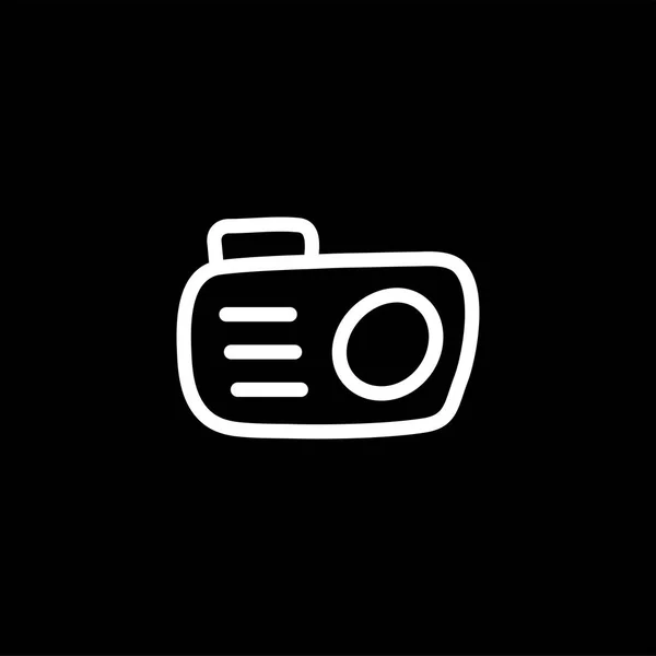 Camera Line Icon On Black Background. Black Flat Style Vector Illustration — Stock Vector