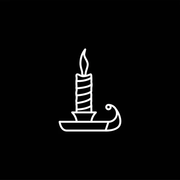 Icono de la línea de velas sobre fondo negro. Ilustración de vectores de estilo plano negro — Vector de stock