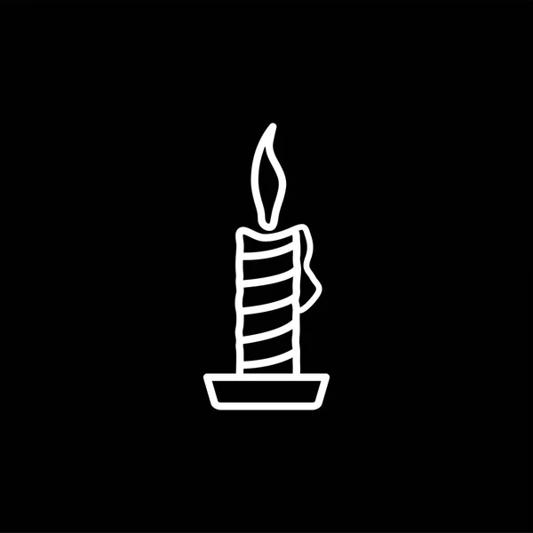 Icono de la línea de velas sobre fondo negro. Ilustración de vectores de estilo plano negro — Vector de stock