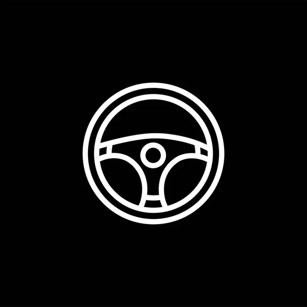 Αυτοκίνητο τιμόνι γραμμή του τιμονιού στο μαύρο φόντο. Εικόνα διανυσματικού διάνυσμα μαύρου στυλ — Διανυσματικό Αρχείο