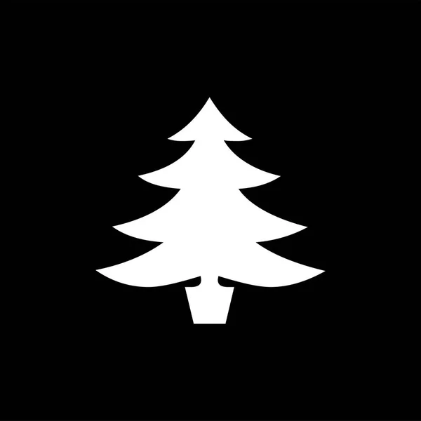 Ikona vánočního stromu na černém pozadí. Černý plochý vektor – ilustrace. — Stockový vektor