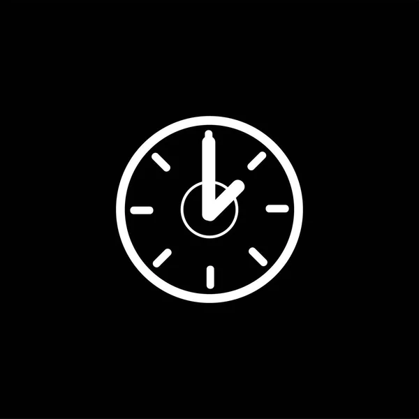 Relógio Ícone em fundo preto. Ilustração do vetor do estilo liso preto . — Vetor de Stock