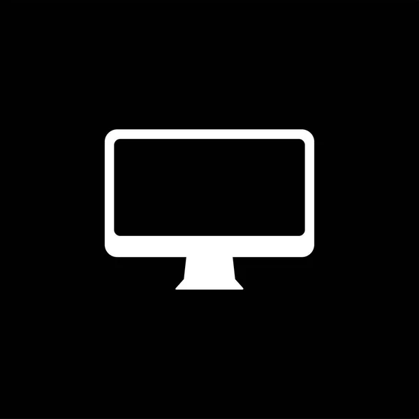 Icono de monitor de computadora sobre fondo negro. Ilustración de vectores de estilo plano negro . — Archivo Imágenes Vectoriales