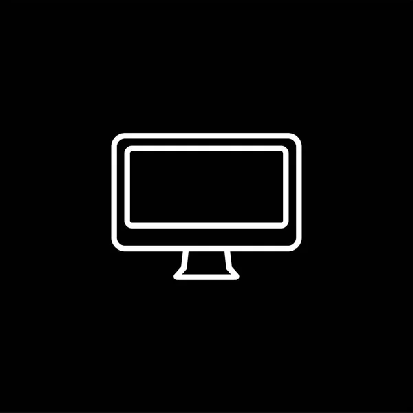 Icono de línea de monitor de computadora sobre fondo negro. Ilustración de vectores de estilo plano negro . — Archivo Imágenes Vectoriales