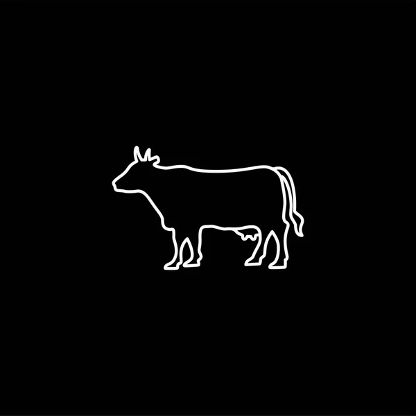 Икона "Коровья линия" на чёрном фоне. Вектор черного плоского стиля . — стоковый вектор