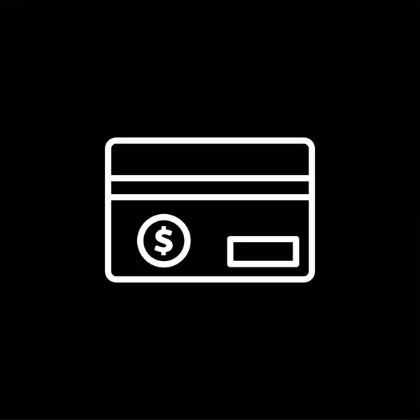 Ícone de linha de cartão de crédito em fundo preto. Ilustração do vetor do estilo liso preto . — Vetor de Stock