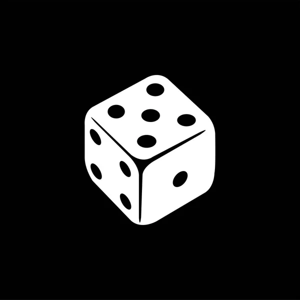 Casino Dice icono sobre fondo negro. Ilustración de vectores de estilo plano negro — Vector de stock