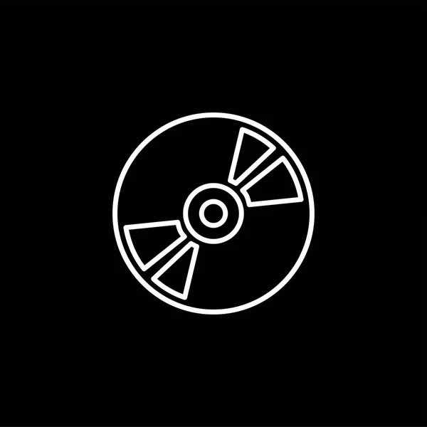 Icône de ligne de DVD ou CD sur fond noir. Illustration vectorielle de style plat noir . — Image vectorielle