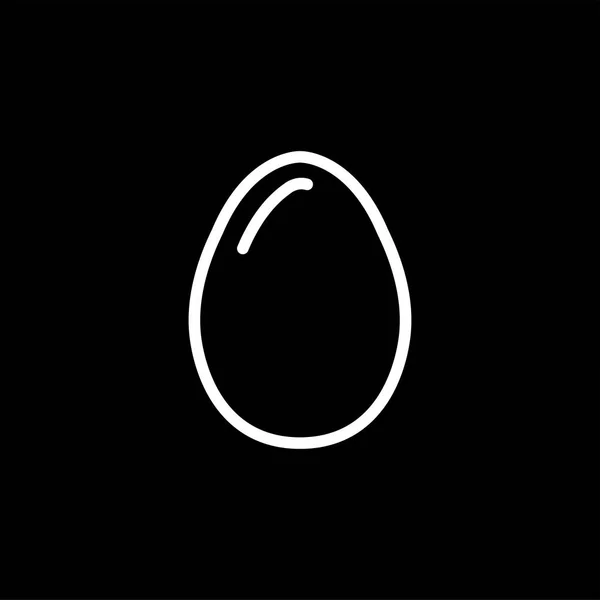 검은 배경에 달걀 라인 아이콘입니다. 검정, 평면, 스타일, 벡터 일러스트. — 스톡 벡터