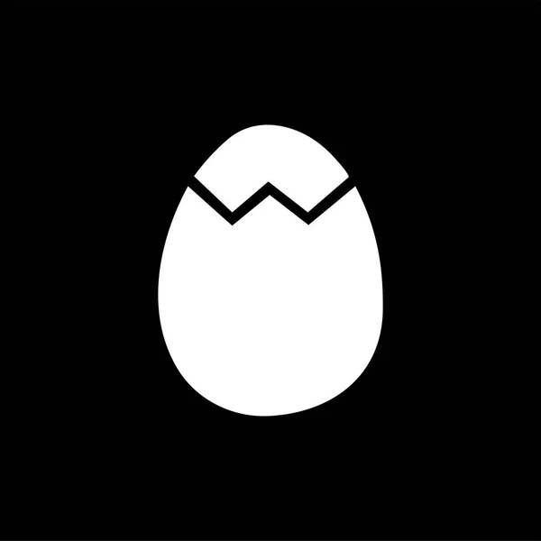 검은 배경에 계란 아이콘입니다. 검정, 평면, 스타일, 벡터 일러스트. — 스톡 벡터