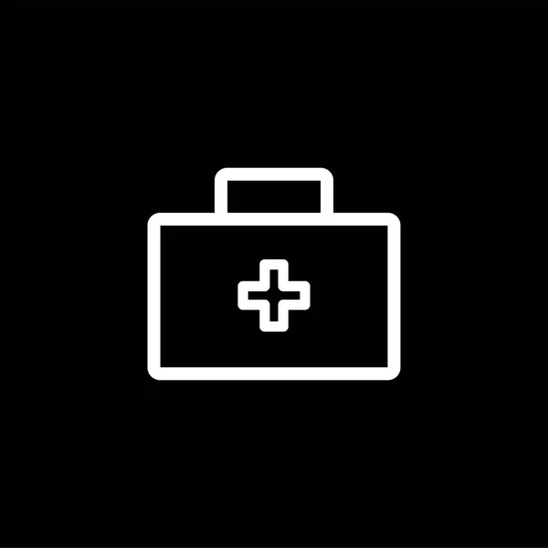 First Aid Box Line Icon On Black Background. Black Flat Style Vector Illustration. — Stock Vector