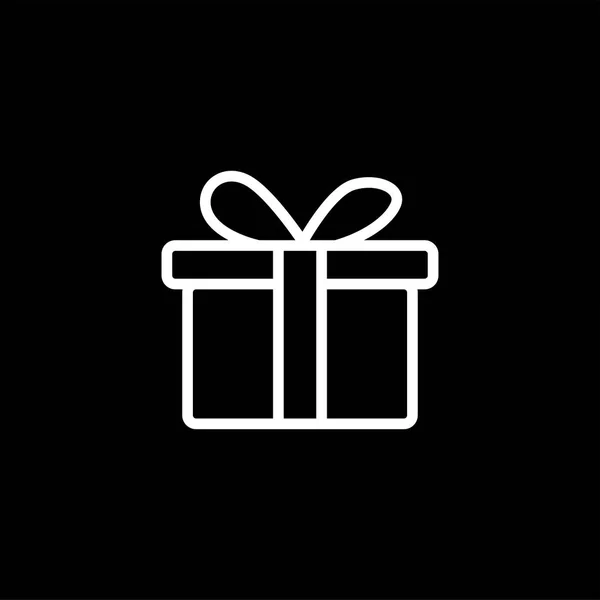 Icône de ligne de boîte cadeau sur fond noir. Illustration vectorielle de style plat noir . — Image vectorielle
