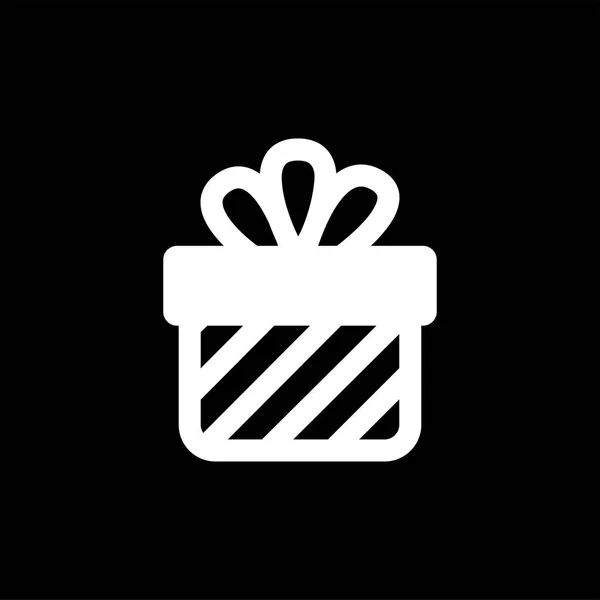 Icône boîte cadeau sur fond noir. Illustration vectorielle de style plat noir . — Image vectorielle