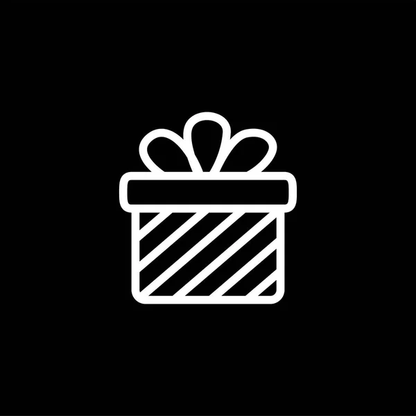 Icono de la línea de caja de regalo sobre fondo negro. Ilustración de vectores de estilo plano negro . — Archivo Imágenes Vectoriales