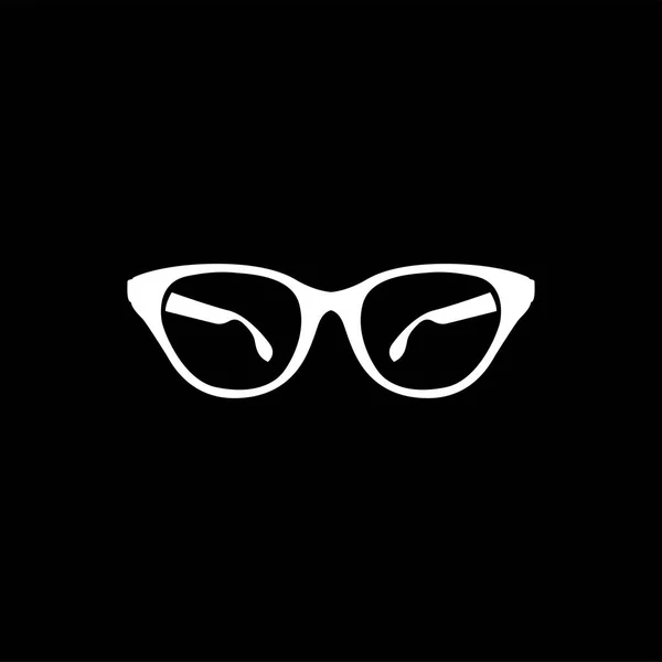 Icona di occhiali su sfondo nero. Illustrazione vettoriale in stile piatto nero . — Vettoriale Stock