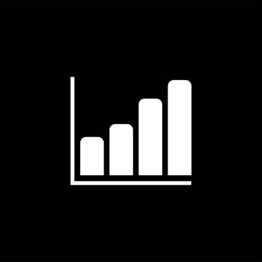 Siyah arka plan üzerinde büyüyen grafik simgesi. Siyah Düz Stil Vektör İllüstrasyon.