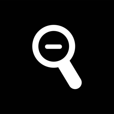 Büyüteç Eksi Simge Siyah Arka Plan. Siyah Düz Stil Vektör İllüstrasyon.