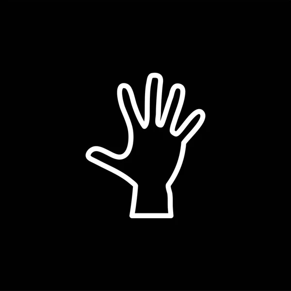 Hand Line Icon On Black Background. Black Flat Style Vector Illustration. — Stock Vector