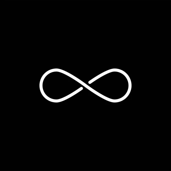 Infinity Line Icon auf schwarzem Hintergrund. schwarz flachen Stil Vektor Illustration. — Stockvektor