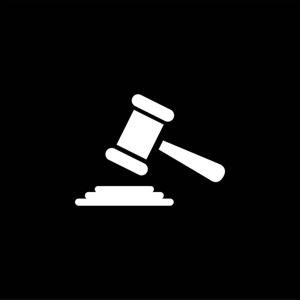 Justice Gavel Icône sur fond noir. Illustration vectorielle de style plat noir . — Image vectorielle