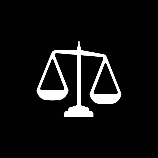 Σύμβολο δικαιοσύνης κλίμακες σε μαύρο φόντο. Εικόνα διανυσματικού διάνυσμα μαύρου στυλ. — Διανυσματικό Αρχείο