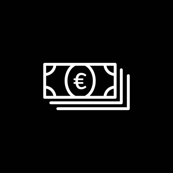 Icono de línea de dinero sobre fondo negro. Ilustración de vectores de estilo plano negro . — Vector de stock