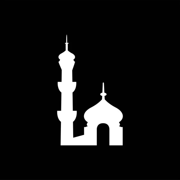 Icône de mosquée sur fond noir. Illustration vectorielle de style plat noir . — Image vectorielle