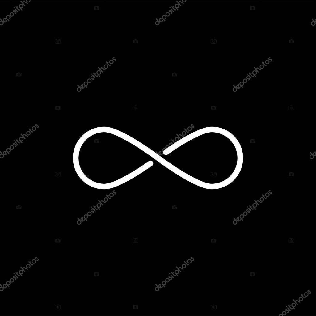 Infinity Line Icon On Black Background. Black Flat Style Vector Illustration.