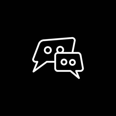 Siyah arka plan üzerinde konuşma kabarcık satır simgesi. Siyah Düz Stil Vektör İllüstrasyon