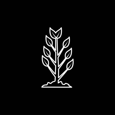 Siyah arka plan üzerinde bitki çizgi simgesi. Siyah Düz Stil Vektör İllüstrasyon.