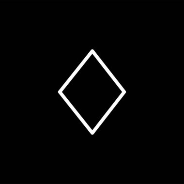 Siyah arka plan üzerinde kart diamond line simgesi oynarken. Siyah Düz Stil Vektör İllüstrasyon