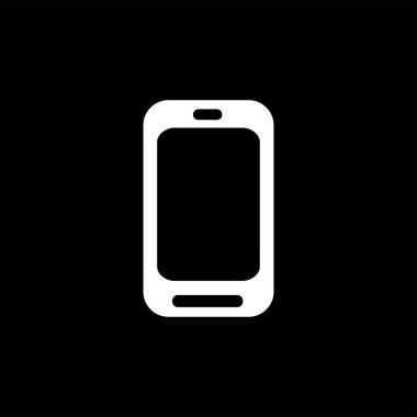 Siyah arka plan üzerinde akıllı telefon simgesi. Siyah Düz Stil Vektör İllüstrasyon