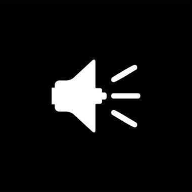 Siyah arka planda ses simgesi. Siyah Düz Stil Vektör İllüstrasyon.