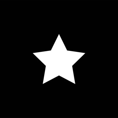 Siyah arka plan üzerinde yıldız simgesi. Siyah Düz Stil Vektör İllüstrasyon