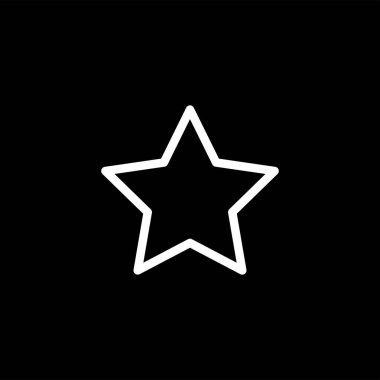 Siyah arka plan üzerinde yıldız çizgisi simgesi. Siyah Düz Stil Vektör İllüstrasyon