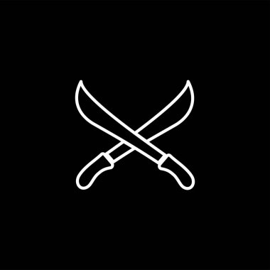 Siyah arka plan üzerinde Kılıç Çapraz Çizgi Simgesi. Siyah Düz Stil Vektör İllüstrasyon